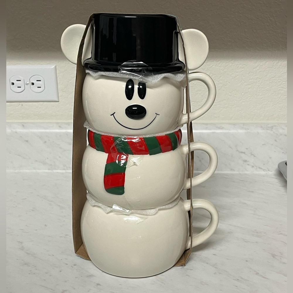 Mickey Mouse 3 pc mug snowman set